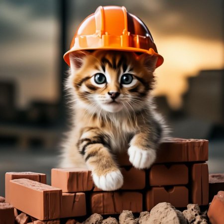 Кот на стройке