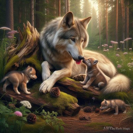 Волк волчица волчонок семья