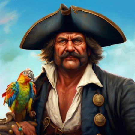 Пират с попугаем на плече
