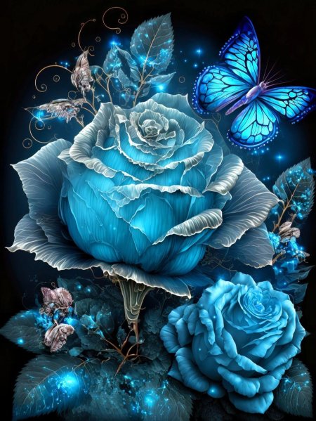 Голубая роза в бриллиантах