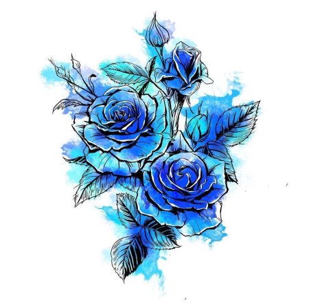 Синяя роза эскиз