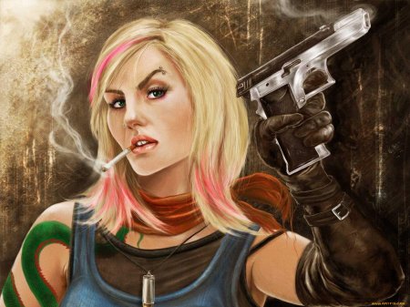 Блондинка с оружием