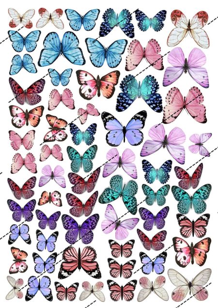 Бабочки для печати на вафельной бумаге