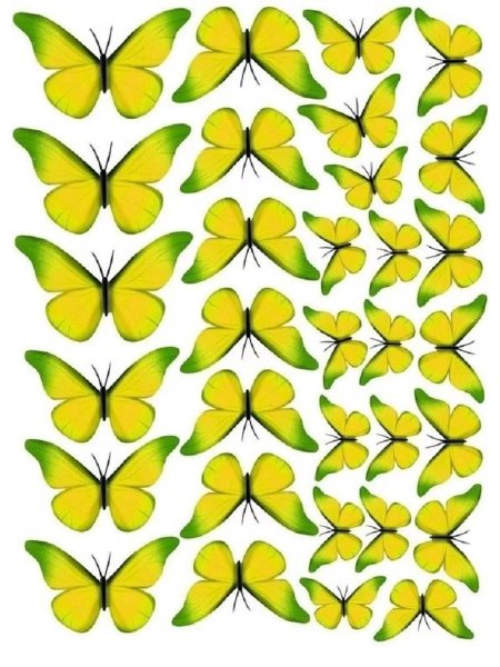 Вафельная картинка бабочки желтые