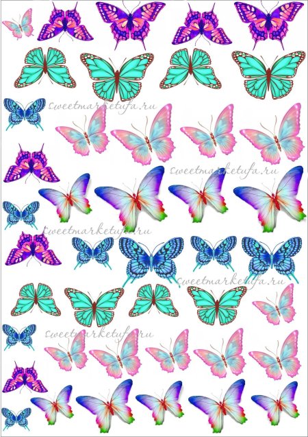 Бабочки сахарная печать