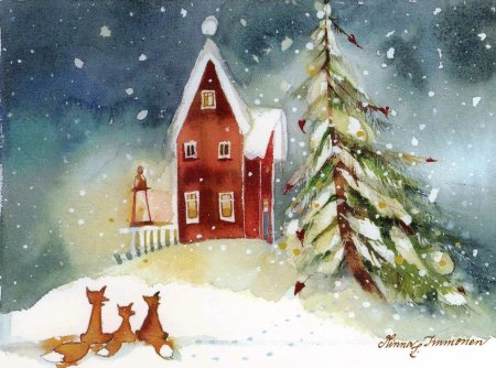 Новогодние акварели Minna Immonen