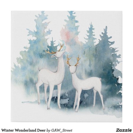Зимние олени акварель