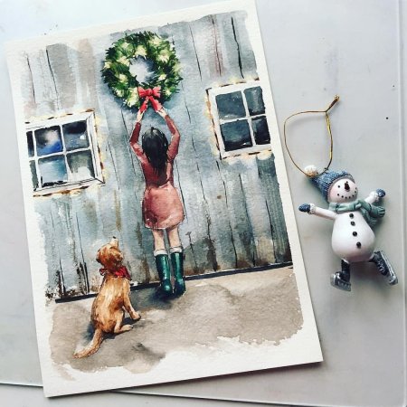 Новогодние арты акварель