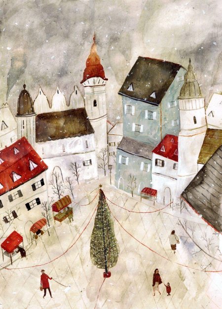 Рождество акварель