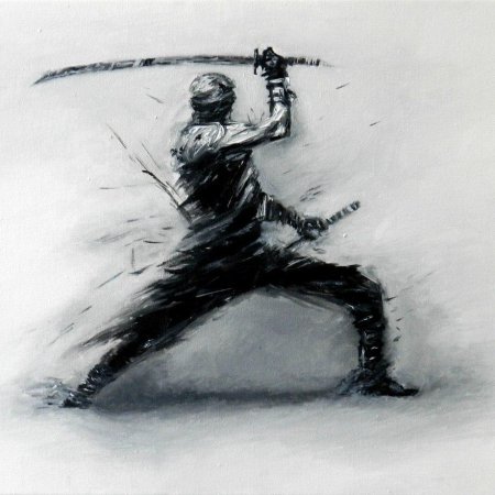 Воин в прыжке с мечом