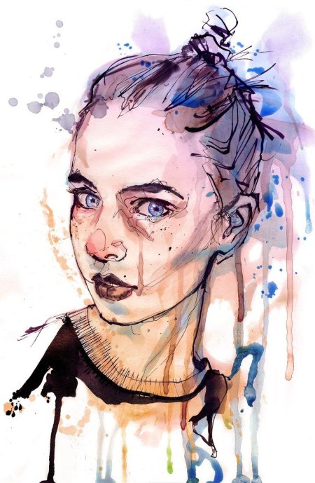 Скетч портрет акварелью