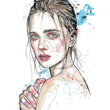 Скетч портрет акварелью