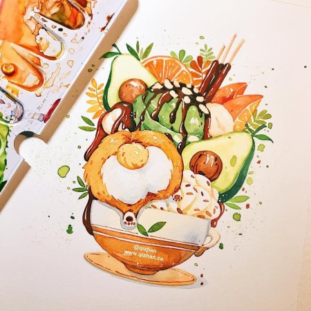 Акварельные скетчи еда