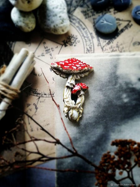 Брошь мухомор