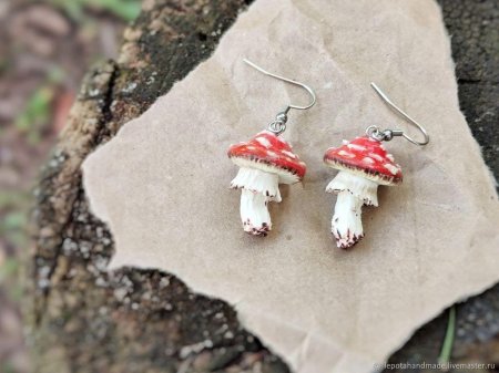 Серёжки мухоморы из полимерной глины