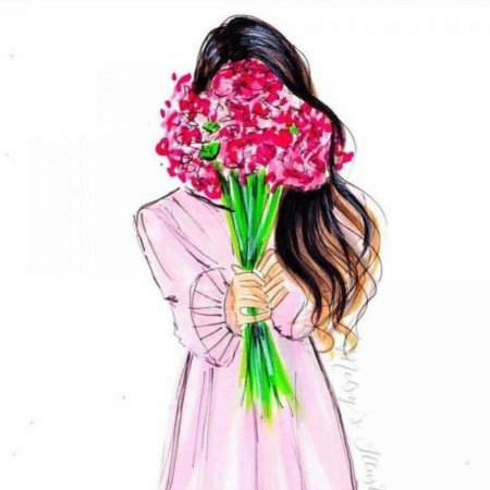 Девушка в цветах рисунок