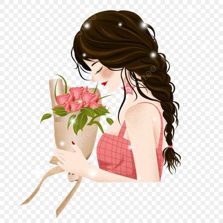 Девушка с цветами рисунок