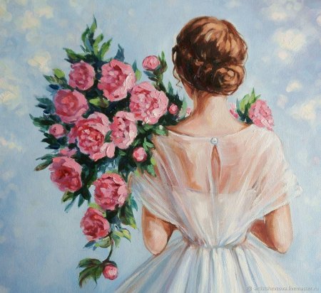Нежная девушка живопись