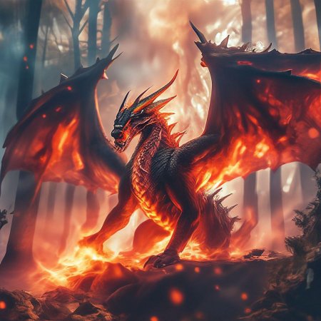 Дракон извергает пламя