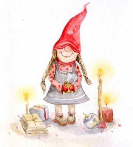 Гномы акварель