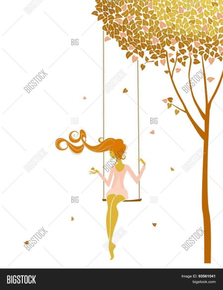 Девочка на качелях рисунок
