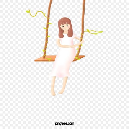 Девушка катается на качелях