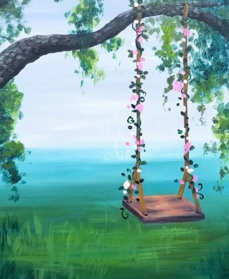 Пейзаж с качелями