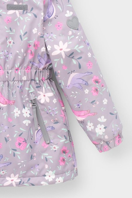 Куртка Crockid серая с розовыми ламами