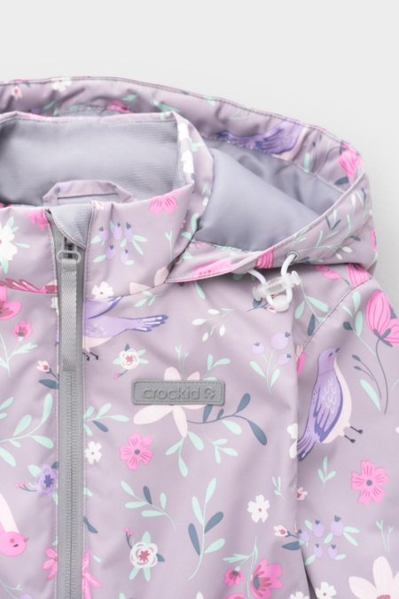 Куртка Crockid серая с розовыми ламами