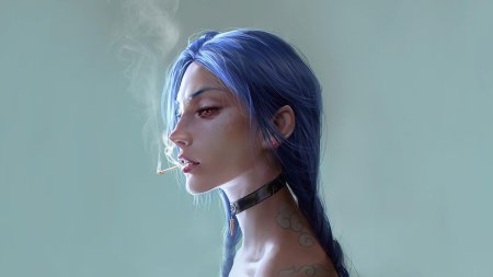 Девочка с синими косами из игры