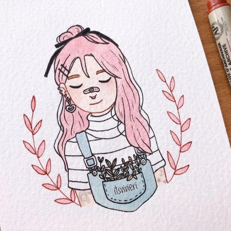 Рисунки для скетчбука лёгкие девочки