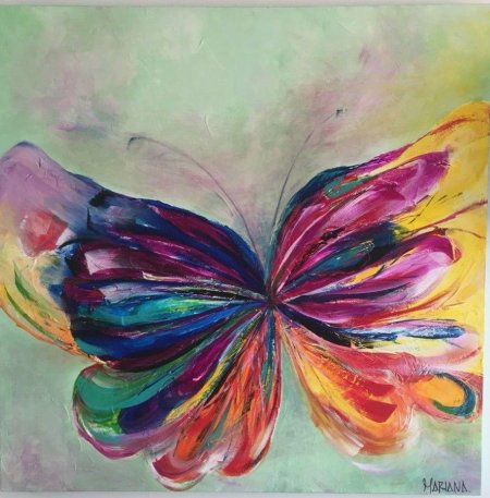 Бабочки маслом на холсте