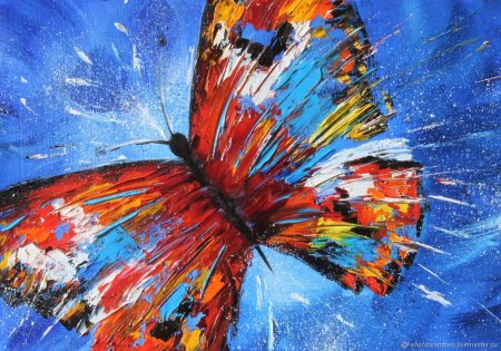 Бабочки маслом на холсте