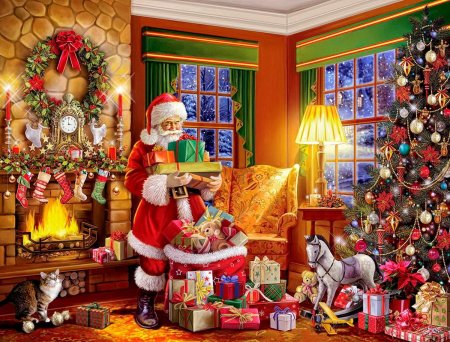 Кристмас камин Санта