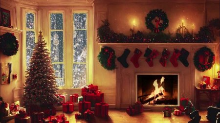 Новогодний фон с камином
