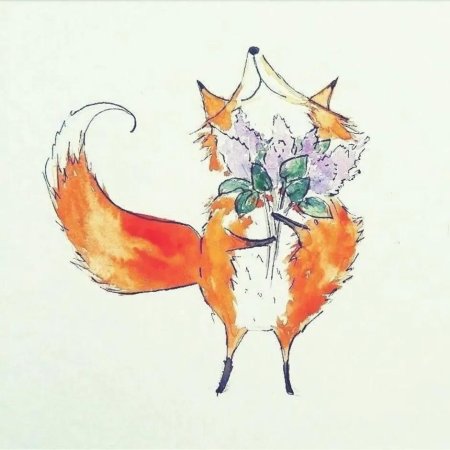 Лиса с цветами