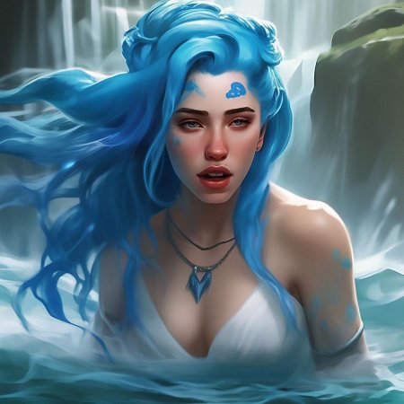 С голубыми волосами