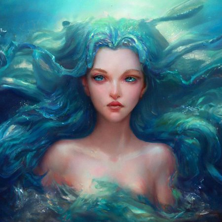 Русалка с синими волосами