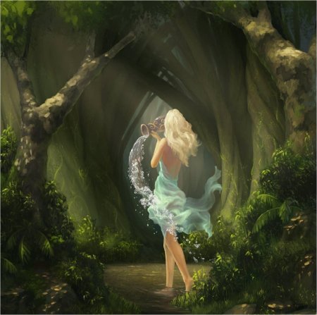 Девушка в лесу арт