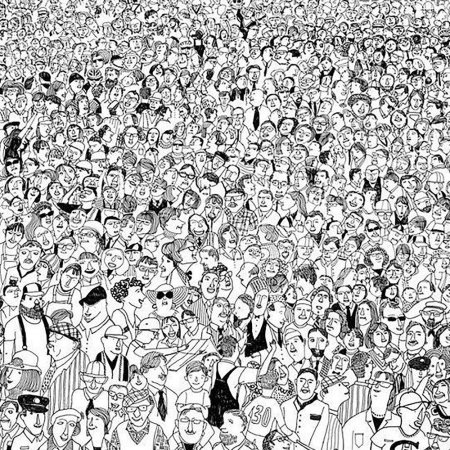 Толпа черно белая