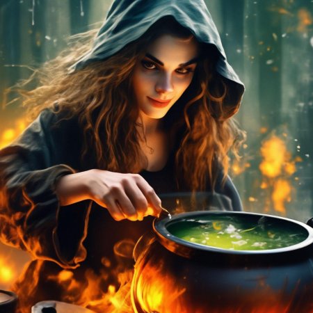 Ведьма готовит зелье