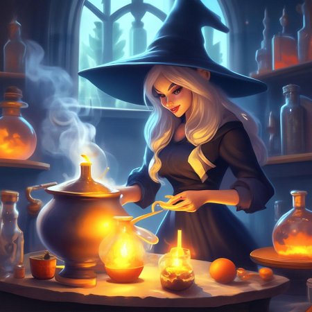 Колдунья варит зелье