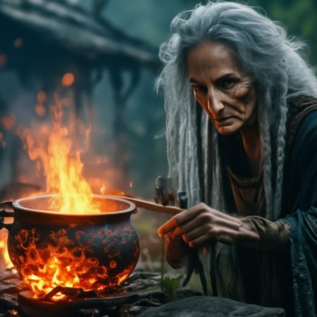 Баба яга готовит зелье