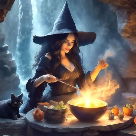 Ведьма готовит зелье
