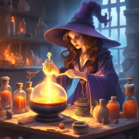 Ведьма готовит зелье