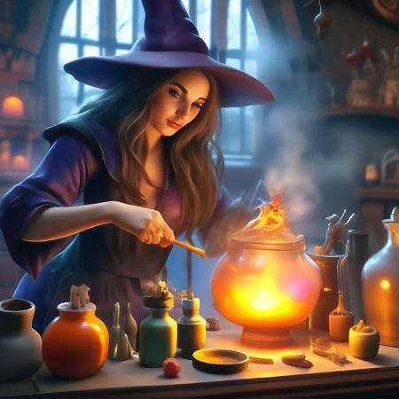 Ведьма готовит зелье