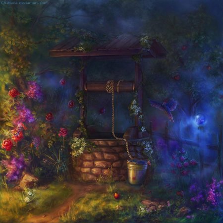 Сказочный колодец в лесу