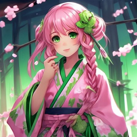 Аниме девочка розовая