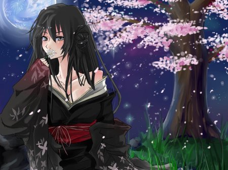 Черноволосая девушка аниме