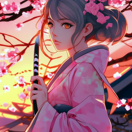 Аниме девушка в кимоно